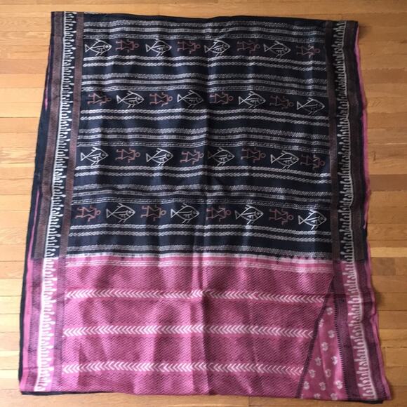 Sari Boho fabric Ocean theme NWOT black & mauve - Picture 1 of 8